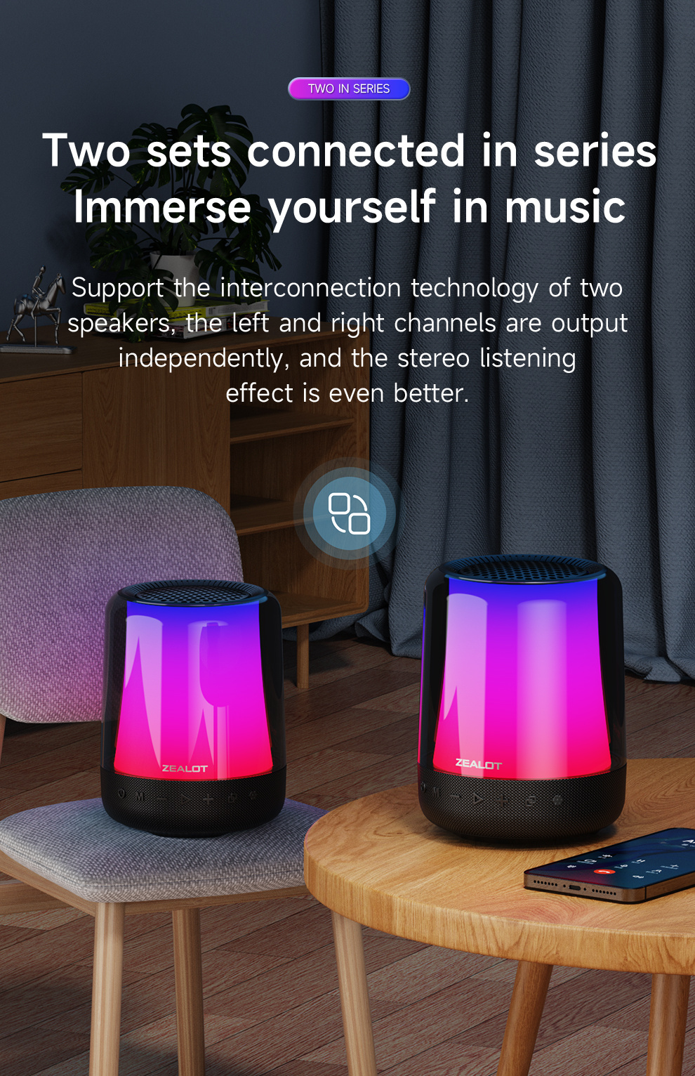ZEALOT Z66 brezžični Bluetooth zvočnik z osvetlitvijo - črn