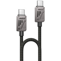Yesido CA196 pleten polnilni in podatkovni kabel - USB-C na USB-C - 1,2 m - temno siv