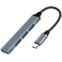 4v1 mini hub - 3x USB-A 2.0 / USB-A 3.0 na USB-C - siv