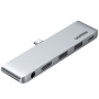 UGREEN CM424 5-v-1 hub - HDMI / 3,5 mm jack / USB-C / 2x USB-A na USB-C - siv