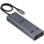 UGREEN CM828 6-v-1 hub - RJ45 / HDMI / 2x USB-C / 2x USB-A na USB-C - temno siv
