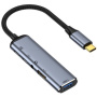 5-v-1 hub – 3,5 mm priključek / 2x USB-C / 2x USB-A na USB-C – temno siv