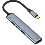 6-v-1 hub – HDMI / 2x USB-C / 3x USB-A na USB-C – temno siv