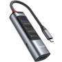 Yesido HB22 5-v-1 hub – HDMI / USB-C / 3x USB-A na USB-C – siv
