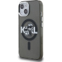 Karl Lagerfeld IML Glitter Karl and Choupette Sketch bleščeč pokrov z MagSafe za iPhone 15 - siv