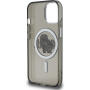 Karl Lagerfeld IML Glitter Karl and Choupette Sketch bleščeč pokrov z MagSafe za iPhone 15 - siv