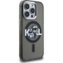 Karl Lagerfeld IML Glitter Karl and Choupette Sketch bleščeč pokrov z MagSafe za iPhone 15 Pro - siv