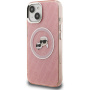 Karl Lagerfeld IML K&CH Heads Repeated Logo bleščeč pokrov z MagSafe za iPhone 15 - roza