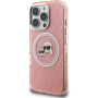 Karl Lagerfeld IML K&CH Heads Repeated Logo bleščeč pokrov z MagSafe za iPhone 16 Pro - roza