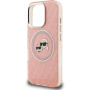 Karl Lagerfeld IML K&CH Heads Repeated Logo bleščeč pokrov z MagSafe za iPhone 16 Pro - roza