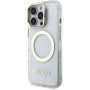 Guess IML Gold Outline ovitek z zložljivim stojalom in MagSafe za iPhone 16 Pro - prozoren