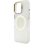 Guess IML Gold Outline ovitek z zložljivim stojalom in MagSafe za iPhone 16 Pro - prozoren