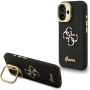 Guess Grained 4G Logo ovitek s preklopnim stojalom za iPhone 16 - črn