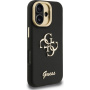 Guess Grained 4G Logo ovitek s preklopnim stojalom za iPhone 16 - črn
