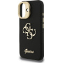 Guess Grained 4G Logo ovitek s preklopnim stojalom za iPhone 16 - črn
