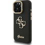 Guess Grained 4G Logo ovitek s preklopnim stojalom za iPhone 16 Pro - črn