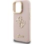 Guess Grained 4G Logo ovitek z zložljivim stojalom za iPhone 16 Pro - roza