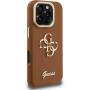 Guess Grained 4G Logo ovitek s preklopnim stojalom za iPhone 16 Pro - rjav