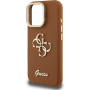 Guess Grained 4G Logo ovitek s preklopnim stojalom za iPhone 16 Pro - rjav