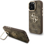 Guess 4G Metal Logo ovitek s preklopnim stojalom za iPhone 16 Pro Max - rjav