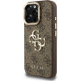 Guess 4G Metal Logo ovitek s preklopnim stojalom za iPhone 16 Pro Max - rjav