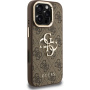 Guess 4G Metal Logo ovitek s preklopnim stojalom za iPhone 16 Pro Max - rjav