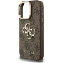 Guess 4G Metal Logo ovitek s preklopnim stojalom za iPhone 16 Pro Max - rjav
