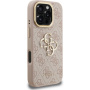Guess 4G Metal Logo ovitek z zložljivim stojalom za iPhone 16 Pro Max - roza