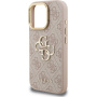 Guess 4G Metal Logo ovitek z zložljivim stojalom za iPhone 16 Pro Max - roza