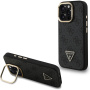 Guess 4G Strass Triangle Logo ovitek z zložljivim stojalom in MagSafe za iPhone 16 Pro Max - siv