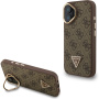 Guess 4G Strass Triangle Logo ovitek z zložljivim stojalom in MagSafe za iPhone 16 - rjav