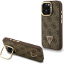 Guess 4G Strass Triangle Logo ovitek z zložljivim stojalom in MagSafe za iPhone 16 Pro Max - rjav