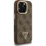 Guess 4G Strass Triangle Logo ovitek z zložljivim stojalom in MagSafe za iPhone 16 Pro Max - rjav