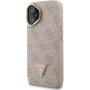 Guess 4G Strass Triangle Logo ovitek s preklopnim stojalom in MagSafe za iPhone 16 - roza