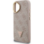 Guess 4G Strass Triangle Logo ovitek s preklopnim stojalom in MagSafe za iPhone 16 - roza