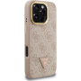 Guess 4G Strass Triangle Logo ovitek s preklopnim stojalom in MagSafe za iPhone 16 Pro Max - roza