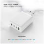 FIXED GaN polnilni adapter s priključki 3x USB-C / USB-A - 120W - bel