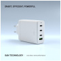 FIXED GaN polnilni adapter s priključki 3x USB-C / USB-A - 120W - bel