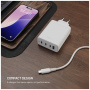 FIXED GaN polnilni adapter s priključki 3x USB-C / USB-A - 120W - bel
