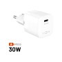 FIXED Mini GaN polnilni adapter z USB-C priključkom - 30W - bel