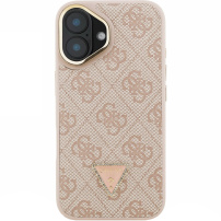 Guess 4G Strass Triangle Logo ovitek s preklopnim stojalom in MagSafe za iPhone 16 - roza