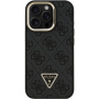 Guess 4G Strass Triangle Logo ovitek z zložljivim stojalom in MagSafe za iPhone 16 Pro Max - siv
