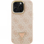 Guess 4G Strass Triangle Logo ovitek s preklopnim stojalom in MagSafe za iPhone 16 Pro Max - roza