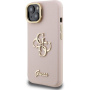 Guess Grained 4G Logo ovitek z zložljivim stojalom za iPhone 13 - roza