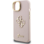 Guess Grained 4G Logo ovitek z zložljivim stojalom za iPhone 13 - roza
