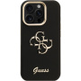 Guess Grained 4G Logo ovitek s preklopnim stojalom za iPhone 16 Pro - črn