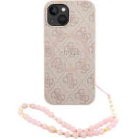 Guess 4G Colored Ring Strap ovitek z držalom in MagSafe za iPhone 14 - roza