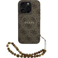 Guess 4G Colored Ring Strap ovitek z vrvico in MagSafe za iPhone 15 Pro - rjav