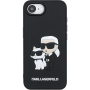 Karl Lagerfeld 3D Rubber Karl and Choupette ovitek za iPhone 16e / 17e - črn