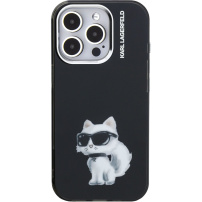 Karl Lagerfeld IML Aquarelle Choupette ovitek za iPhone 15 Pro - črn
